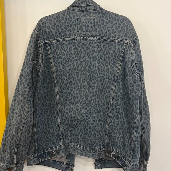 Mens LEOPARD PRINT VINTAGE Denim Jacket (XL) - Picture 2 of 5